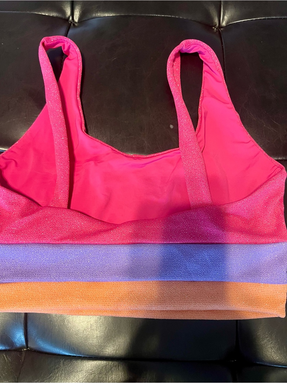 Beach Riot Sparkle Pink Colorblock Bikini Top & High Waist Bottom Set never worn - Picture 3 of 6